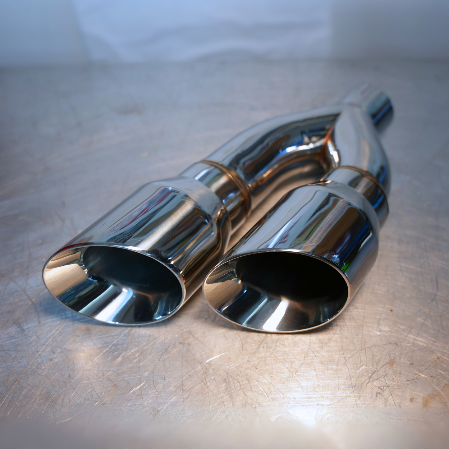 (NEW) "SPEEDY SLASH" - Polished Stainless 4" Rolled Dual Exhaust Tip