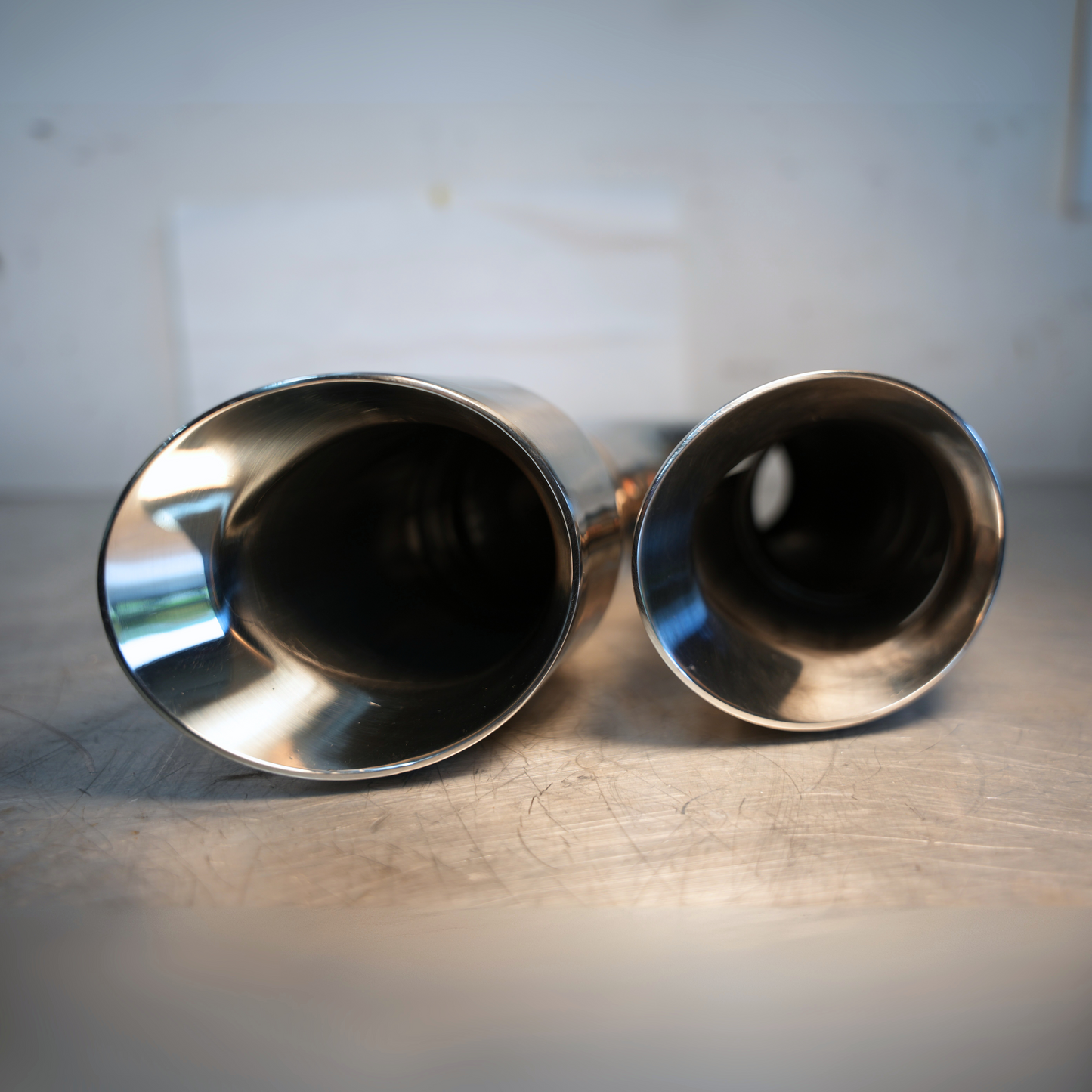 (NEW) "SPEEDY SLASH" - Polished Stainless 4" Rolled Dual Exhaust Tip