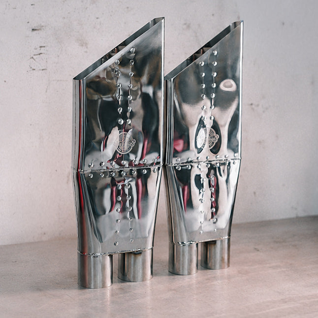 DUAL INLET "SPEEDY BOOM TUBE" - Polished Stainless Steel Nascar-Style X-Pipe Tip