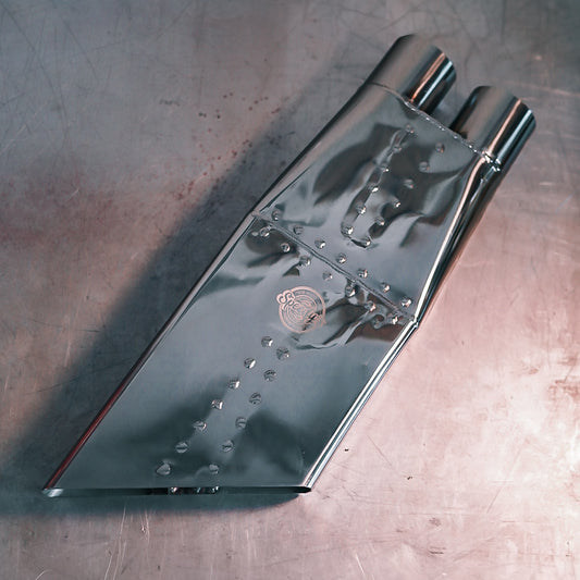 DUAL INLET "SPEEDY BOOM TUBE" - Polished Stainless Steel Nascar-Style X-Pipe Tip