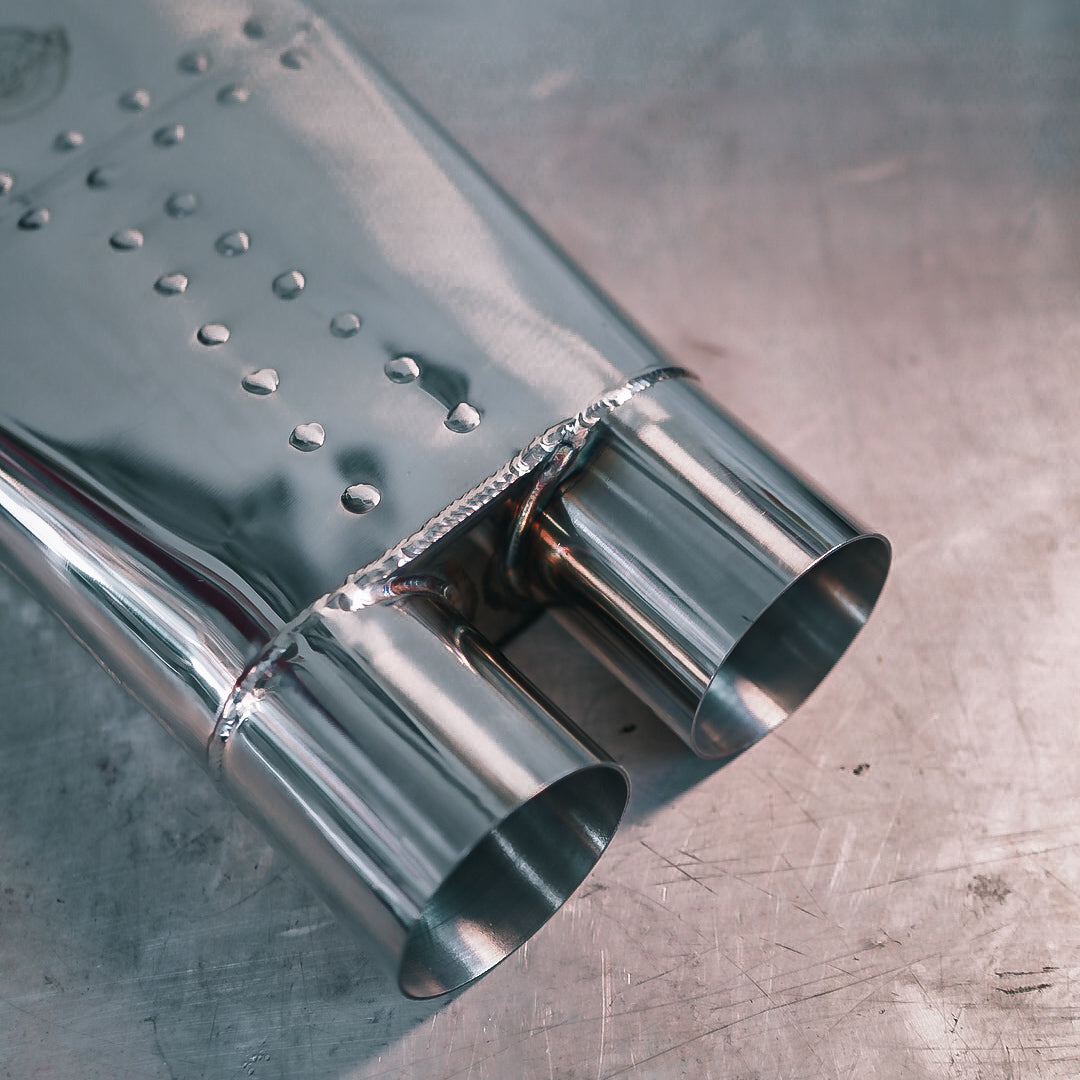 DUAL INLET "SPEEDY BOOM TUBE" - Polished Stainless Steel Nascar-Style X-Pipe Tip
