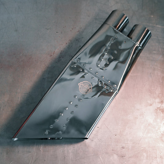 DUAL INLET "SPEEDY BOOM TUBE" - Polished Stainless Steel Nascar-Style X-Pipe Tip