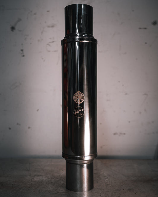 "SPEEDY SILENT" - Polished Stainless Steel Straight Pipe / Imitation "Muffler"