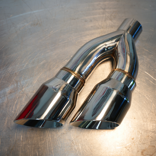 (NEW) "SPEEDY SLASH" - Polished Stainless 4" Rolled Dual Exhaust Tip